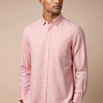 Blackdrop Full Sleeve Linen Rose Color Mens Shirt