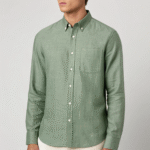 Blackdrop Full Sleeve Dark Grayish Green Linen Mens Shirt